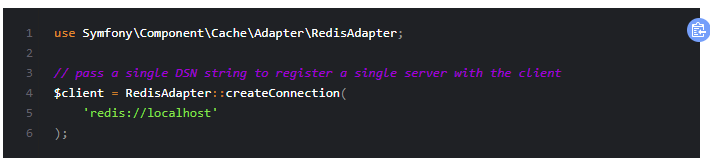 Symfony Redis cache connection code