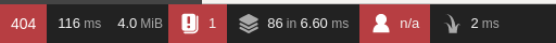 The profiler bar on the welcome page for Symfony displays a 404 error.  This is a success for the installation.