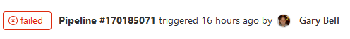 GitLab output for failed pipeline following an update to the before_script