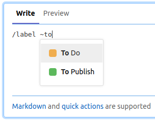 Adding labels using quick actions