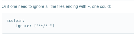 Sculpin documentation on how to ignore files