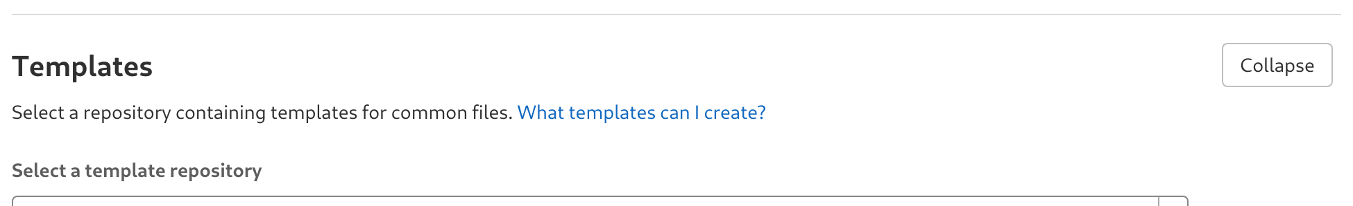 Group level template settings. Deliberately missing the selected repository from the instance the screenshot was taken from